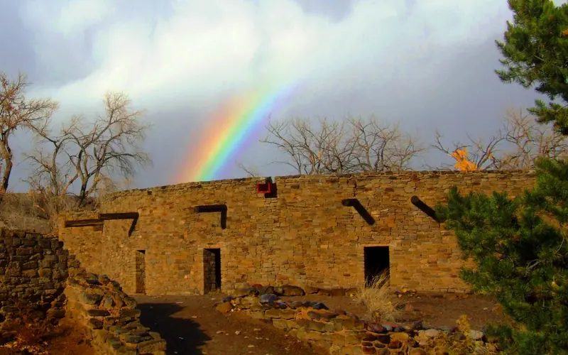 Rainbow over the reconstructed Great Kiva