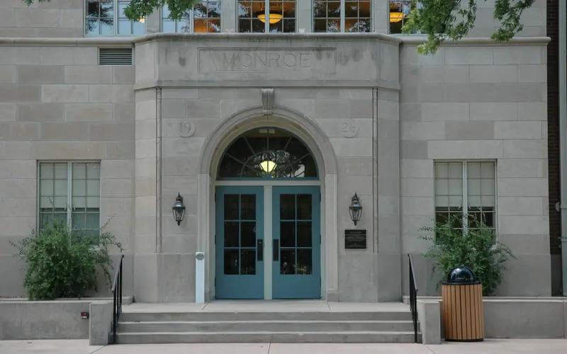 Front entrance to Monroe school