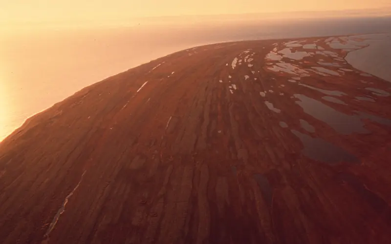 aerial view of beach ridges