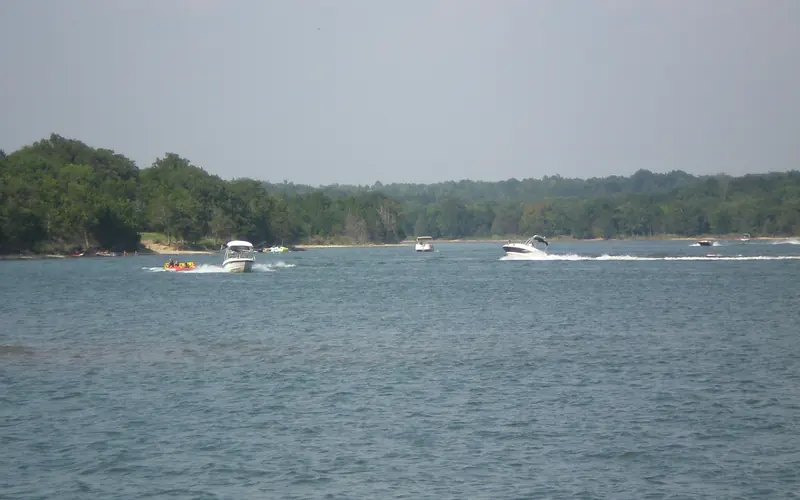Lake boating on a summer day