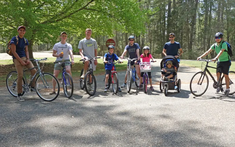 Bikers at Entrance to Historic Jamestowne Tour Road