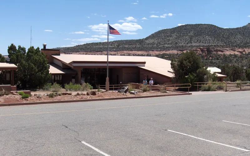 Visitor Center with American Flag