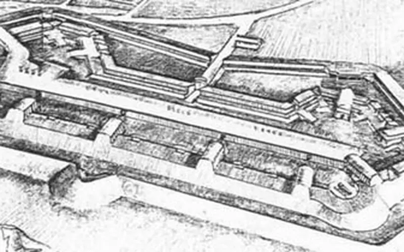 Drawing of Fort Foote Park, depicting the fort in 1865.