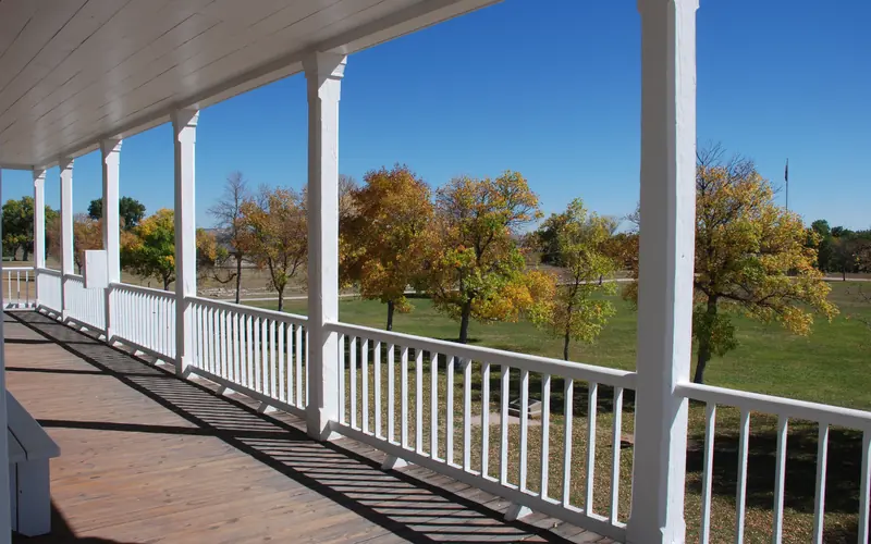 View of the parade ground from the porch of "Old Bedlam".