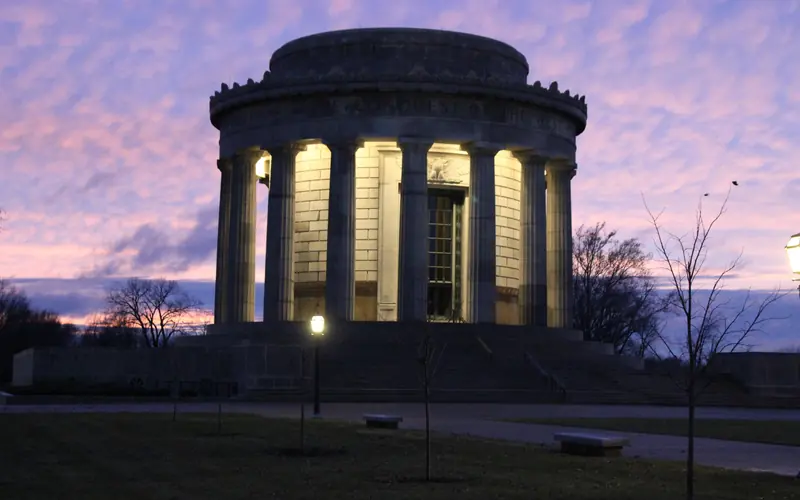 cloudy purple sky with memorial
