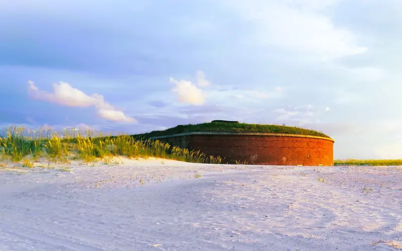 A fort with water on an island