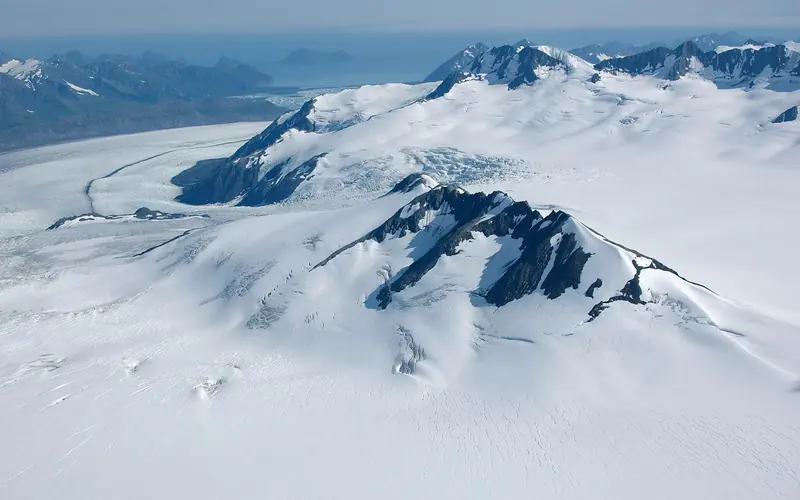 aerial view of Bear Glacier from Harding Icefield