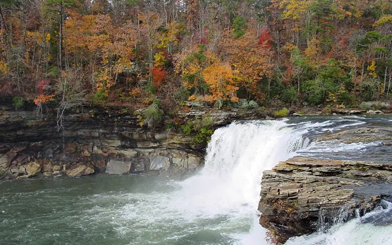 Little River Falls in the Fall, located on AL Hwy 35