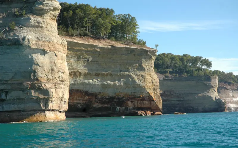 Three sections of cliffs sticking out into Lake Superior like the bows of battleships.