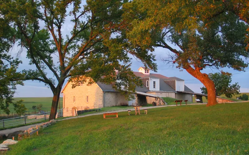 three level limestone barn