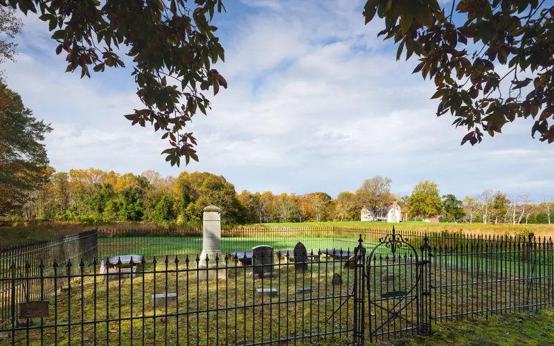 Small family cemetery with grave markers