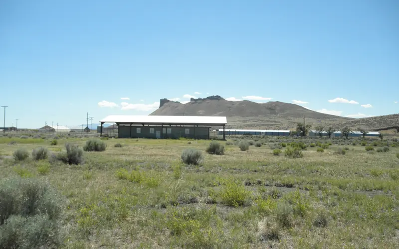 Tule Lake Segregation Center Jail with Castle Rock in the background