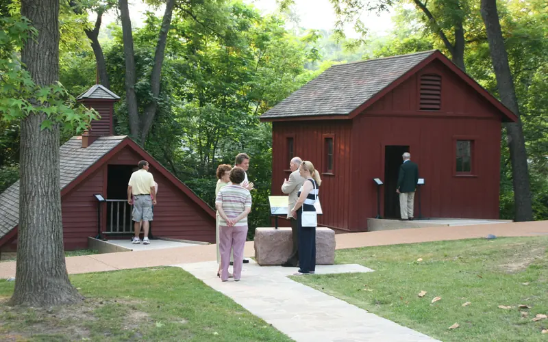 To the left is the ice house and to right is chicken house.