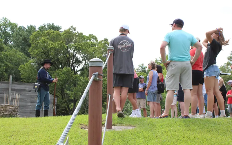 Park Ranger in Civil War Uniform Talks to Crowd